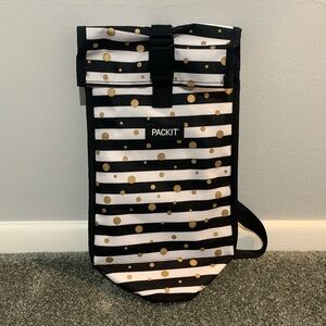 Wine or liquor bottle cooler black white gold